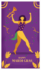 Mardi Gras Carnival Vertical Illustration Pack - Masks, Dancer & Festive Elements-04