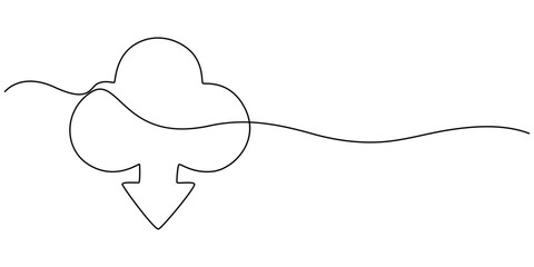 Single line drawing illustration of download sign, Download icon line continuous drawing vector. One line Download icon vector background, Continuous one line drawing of download sign phone, laptop.
