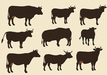 Silhouette Cattle Study AI Generated