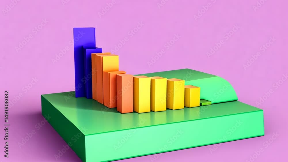 Poster 3D business graph with organized bars and information blocks. Abstract infographic element. Business growth and development to success concepts. Generated AI