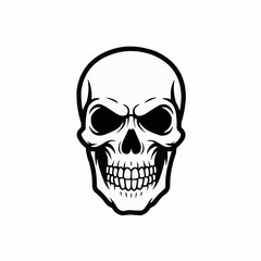 Black skull illustration on a white background. Sharp. Menacing