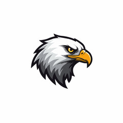Fototapeta premium Eagle head with yellow beak and a fierce expression, on white background