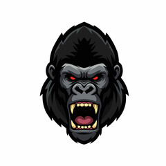 Fototapeta premium Illustration of a gorilla's head, with glowing red eyes, looking ferocious