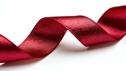 Red ribbon, swirling on white