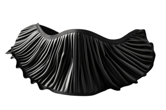 Black pleated fabric drape