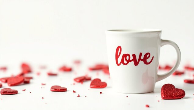 Romantic Valentine's Day Mug with Scattered Hearts