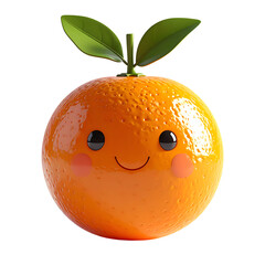 3D cartoon illustration of a cute orange fruit isolated on a transparent background