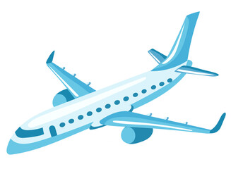 Airplane Vector Illustration. Commercial Jet Plane. Airplane in Flight. Modern Aircraft Isolated Vector.  
