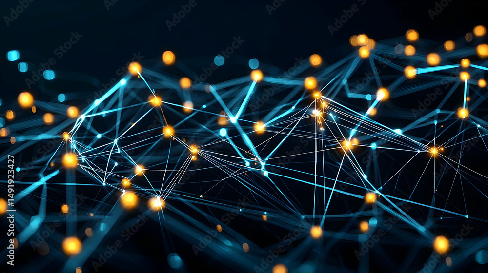 Aufkleber abstract digital network design with glowing lines and points