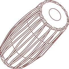 mridangam ,Indian music instrument outline drawing clipart