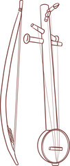 ravanahatha ,Indian music instrument outline drawing clipart