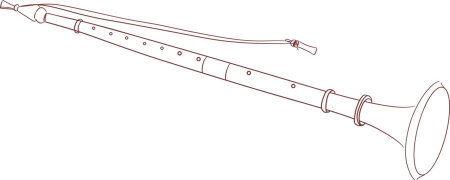 NadasWaram ,Indian music instrument outline drawing clipart