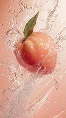 Fototapeta premium Peach splash with vibrant colors