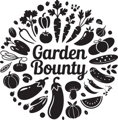 Garden Bounty Vegetable and Fruit Silhouette Emblem