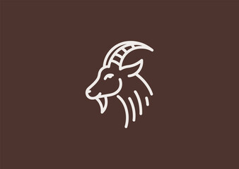 Goat line logo for mountain, endurance, or rustic brand design.