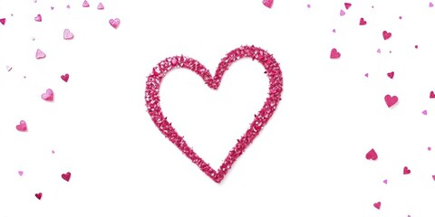 Pink glitter heart, Valentine's Day graphic element, isolated on white background, sparkles, design