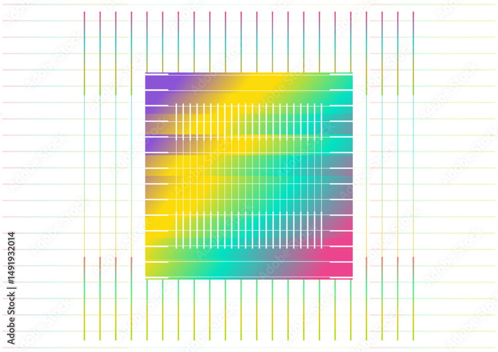 Poster Colorful gradient square and lines abstract minimal geometric background. Vector poster design