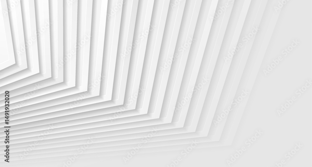 Poster grey white paper stripes abstract geometric minimal background. vector modern design