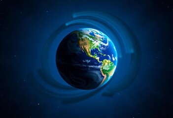 Fototapeta premium Night Earth, swirling blue atmosphere, starlit backdrop, stars, noctilucent clouds