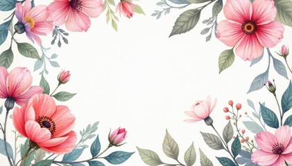 Delicate watercolor floral pattern, perfect for spring flyers , invitation, template, watercolor