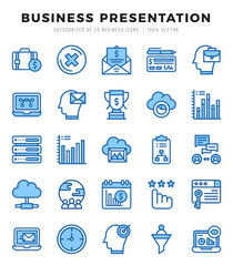 Business Presentation Icons bundle. Two Color style Icons. Vector illustration.