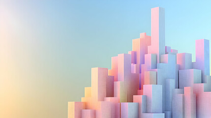 Fototapeta premium Colorful Geometric Cityscape With Pastel Buildings