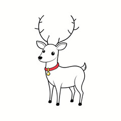 Vector art illustration of a reindeer with a jingle bell collar.eps