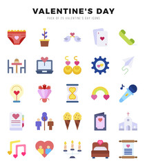 Set of Valentine'S Day Icons. Simple Flat art style icons pack.