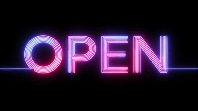 Neon sign displaying the word 'OPEN' in vibrant colors  