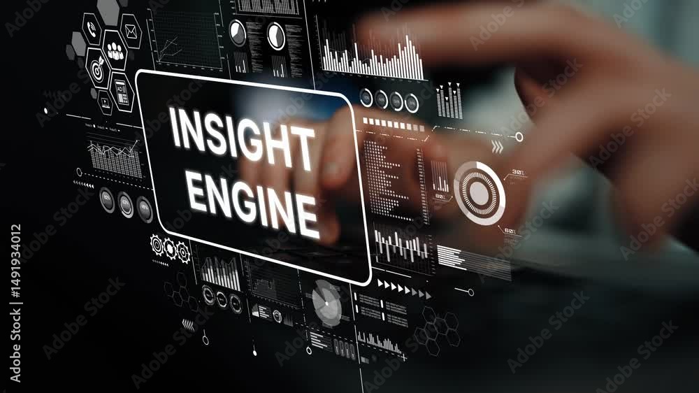 Poster Advanced Data Analysis Concept with Insight Engine Interface for Business Intelligence Applications. Asymptotic smart data analytic.