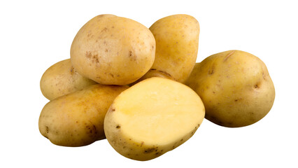 Fresh raw cut potatoes on transparent background.