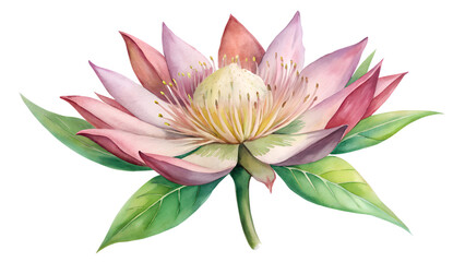 Watercolour Exotic Flower Illustration on transparent background