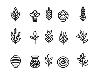 Bran Food Line Art Drawing for Natural Food Packaging