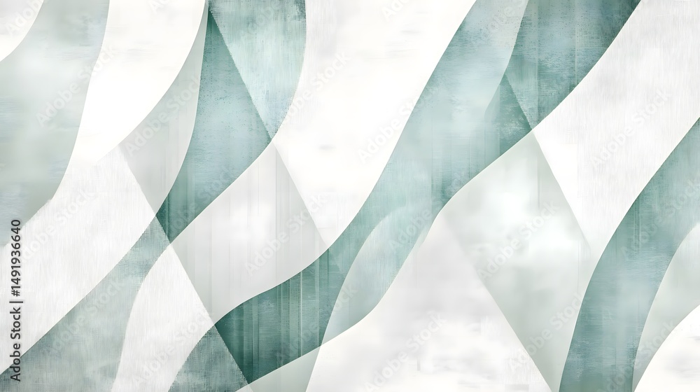 Poster abstract background with flowing green and white waves for modern design projects