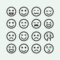 Collection of emoticon icons expressing various emotions for communication and design projects