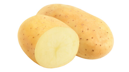 Fresh raw cut potatoes on transparent background.