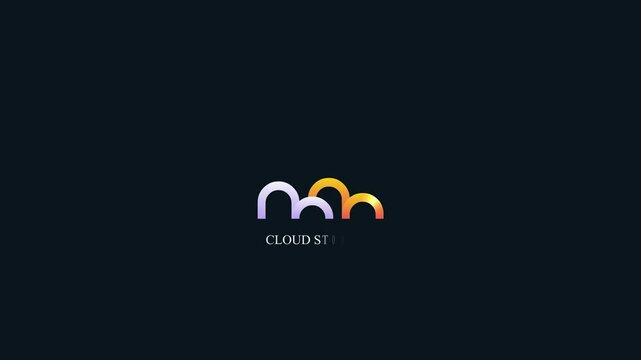 Cloud computing icon with add, power in cloud network simple logotype animation, cloud storage logo animation