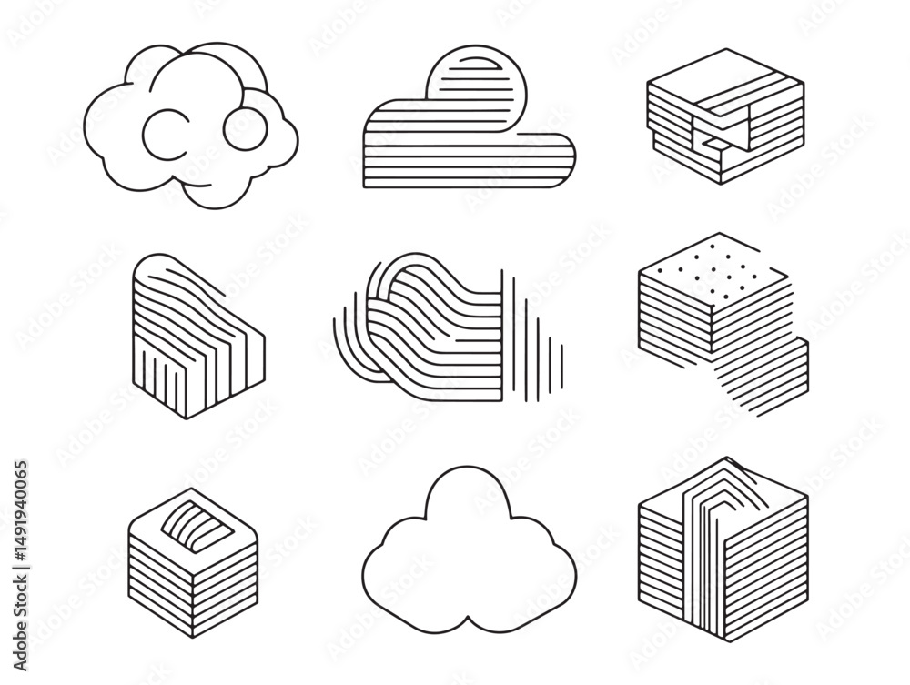 Poster abstract cloud line art image for web and print use