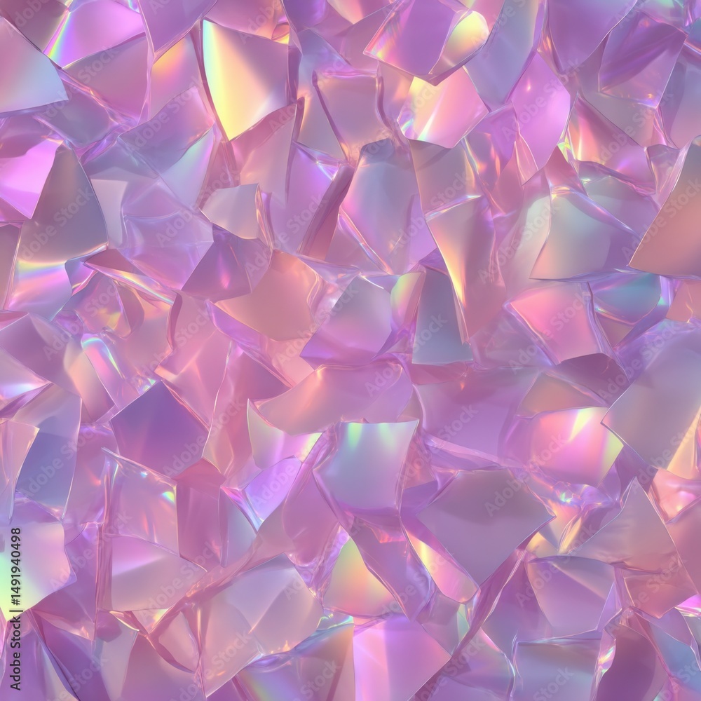 Wall mural abstract iridescent shards background close up full frame modern design rendering in pink purple and