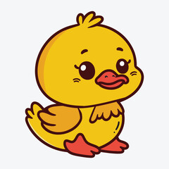 Cute Yellow Duckling Enjoying a Sunny Day in Spring