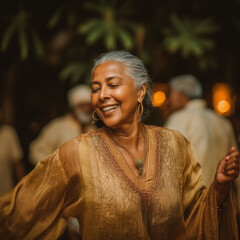 portrait of a senior woman dancing