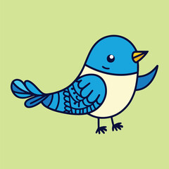 Cute Blue Bird Illustration a Whimsical and Charming Design