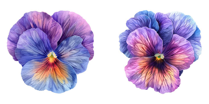 pansy flower watercolor vector illustration
