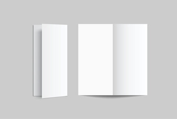 A4 Bifold Blank Mockup, Open Leaflet template .Blank paper cover for  pamphlet, catalog, flyer, notecards, note paper, greeting card, wedding invitation, gift card, postcard, flier, brochure or letter