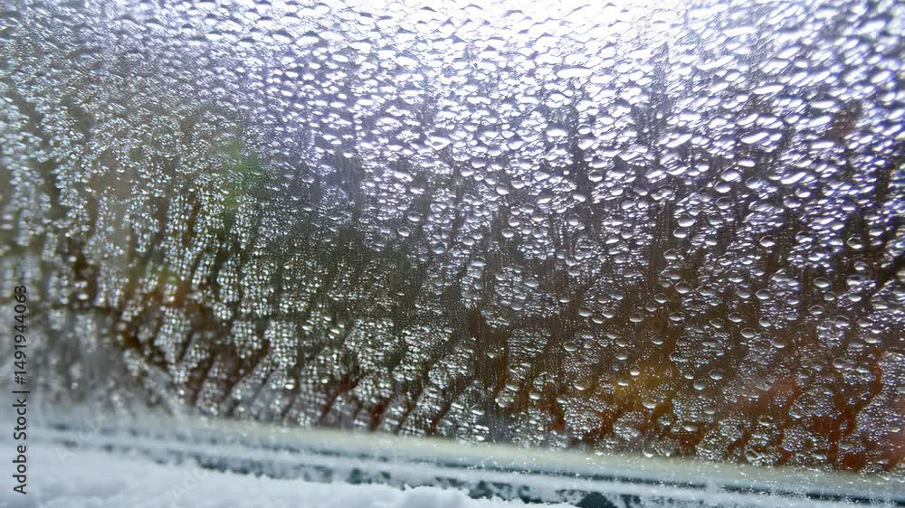 Poster frozen window pane covered in ice crystals, creating an abstract, frosty, winter pattern, sparkling 