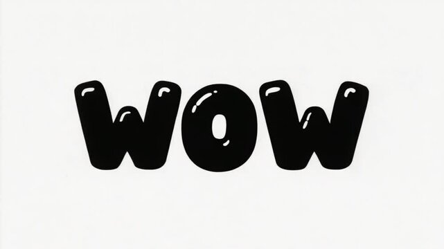 WOW Bold Black Text on White Background Animation