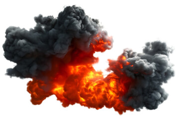 Large explosion fire and smoke effect transparent background.PNG