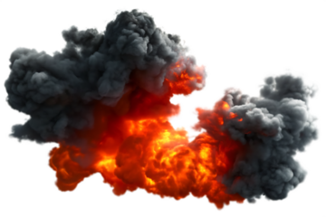 Large explosion fire and smoke effect transparent background.PNG