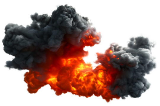 Large explosion fire and smoke effect transparent background.PNG