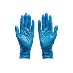 Pair of Blue Nitrile Disposable Gloves on Transparent Background